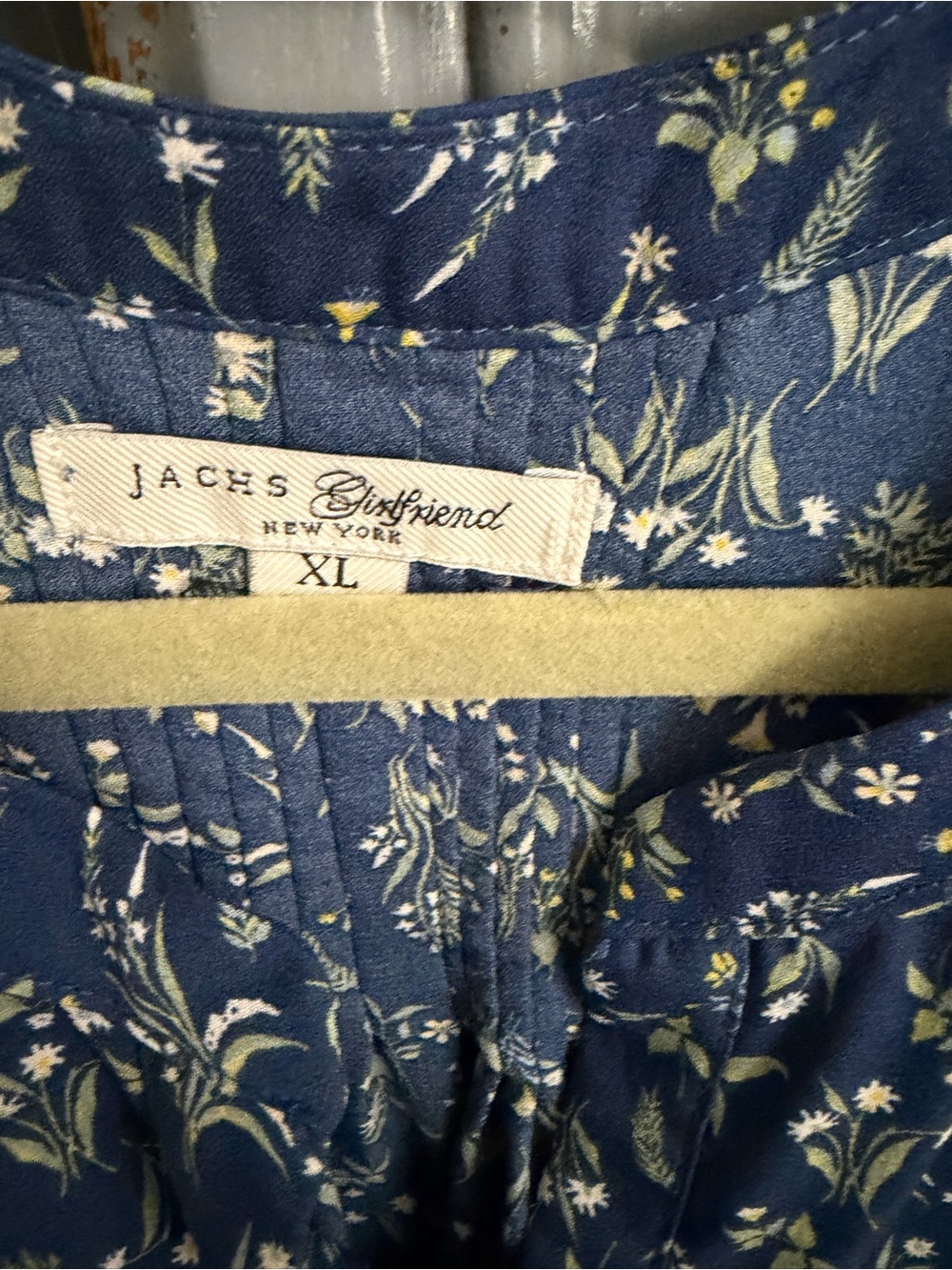 Jachs Navy Blue Floral Button-Front Blouse - Picture 2 of 8
